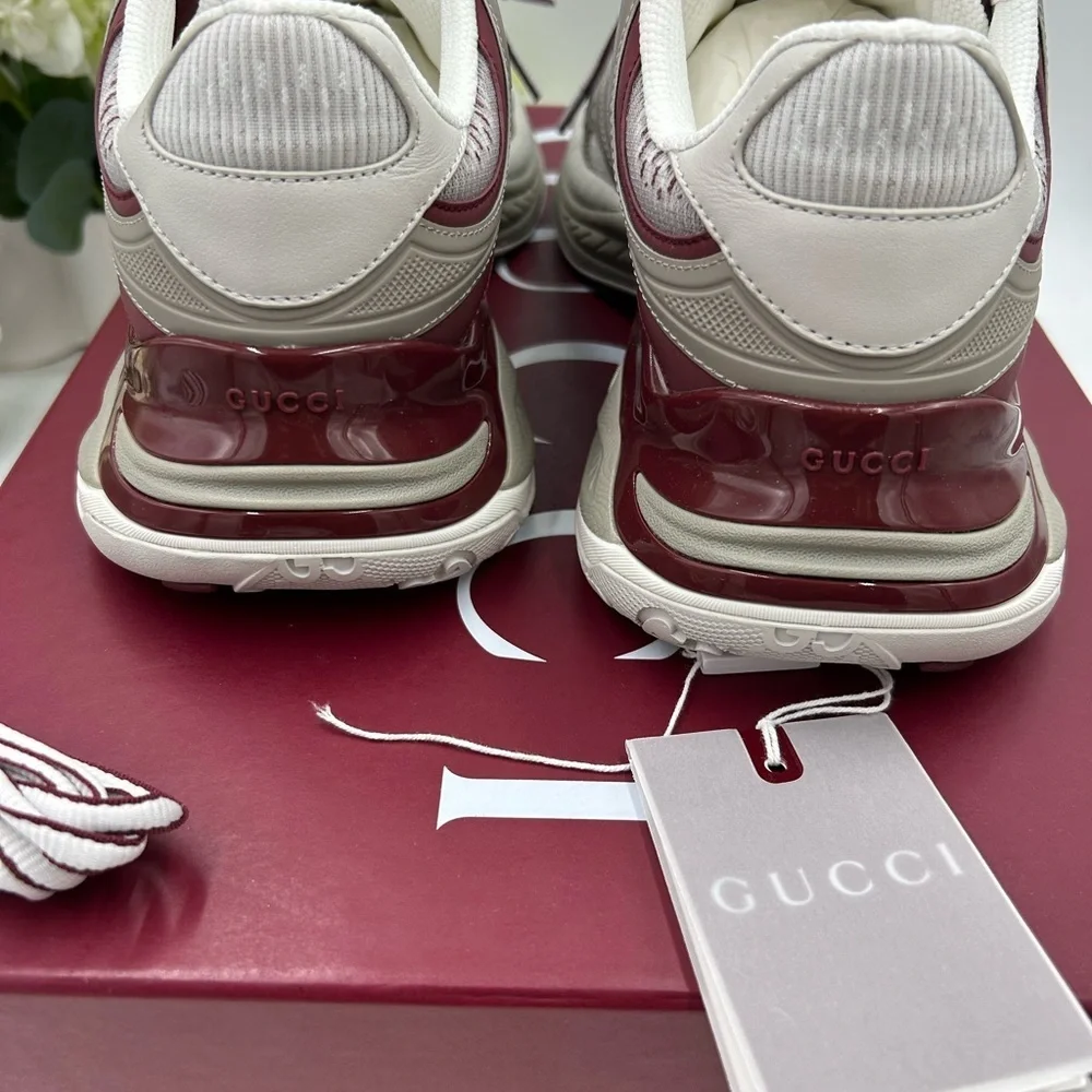 Men's Gucci 2.0 sneakers in white/gray/burgundy size 9 made in Italy